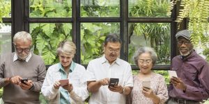 older people with smart devices
