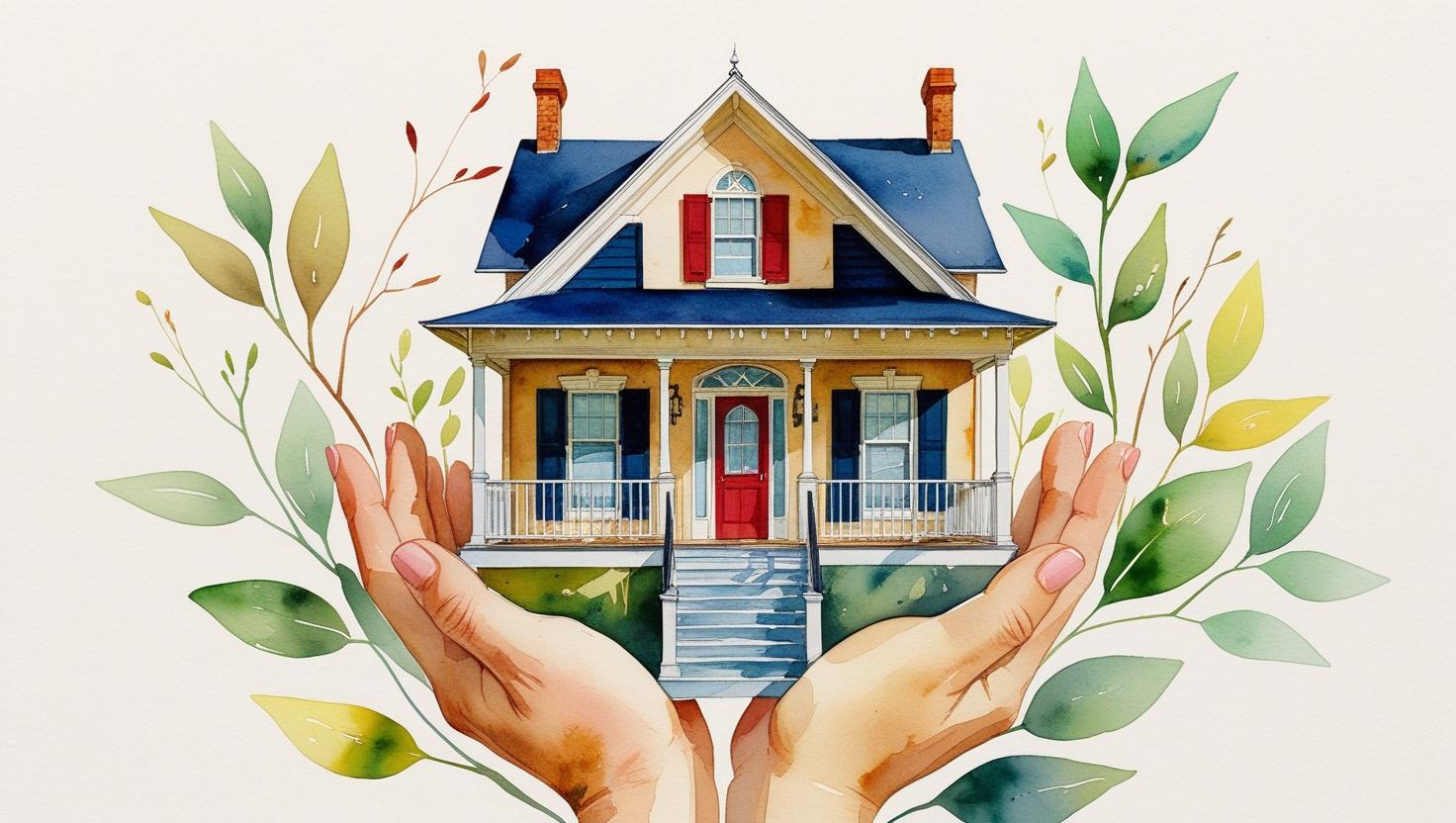 Hands gently holding a house surrounded by leaves, symbolizing estate planning for real estate investors in Missouri. Estate planning for real estate investors in Missouri.