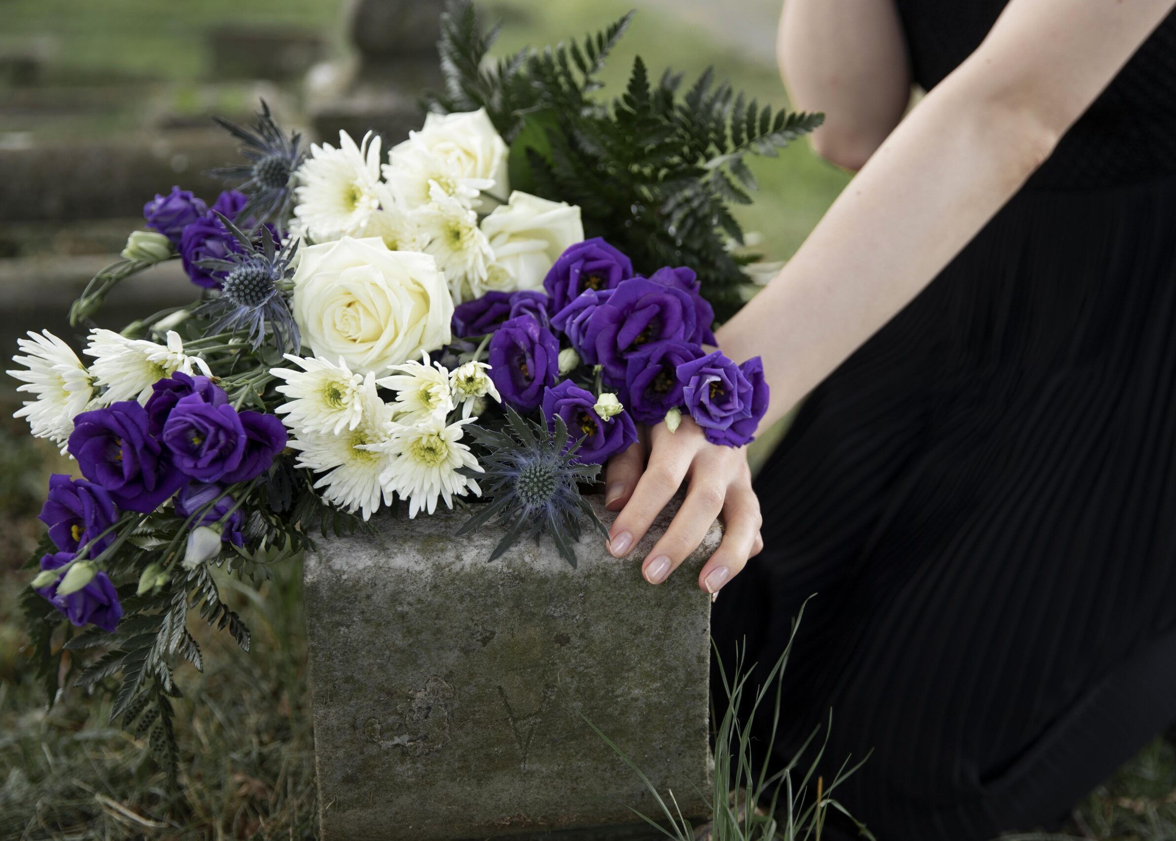Flowers at gravesite.