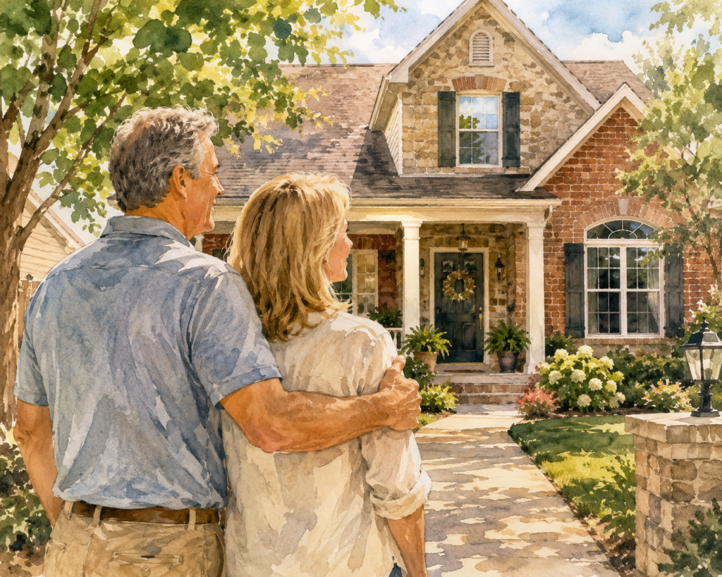 Couple looking at their family home and the legacy they hope to leave to future generations. Missouri probate laws.