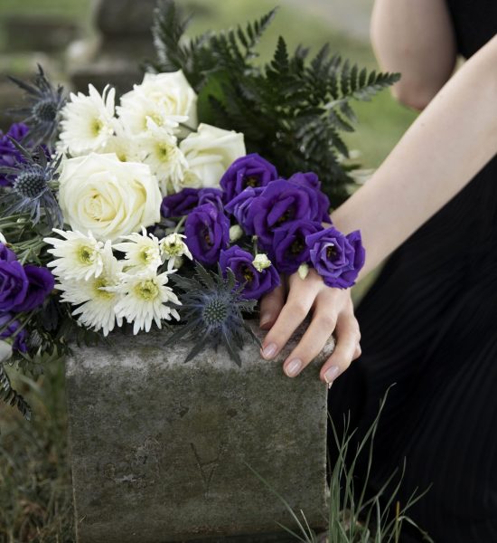 Flowers at gravesite.