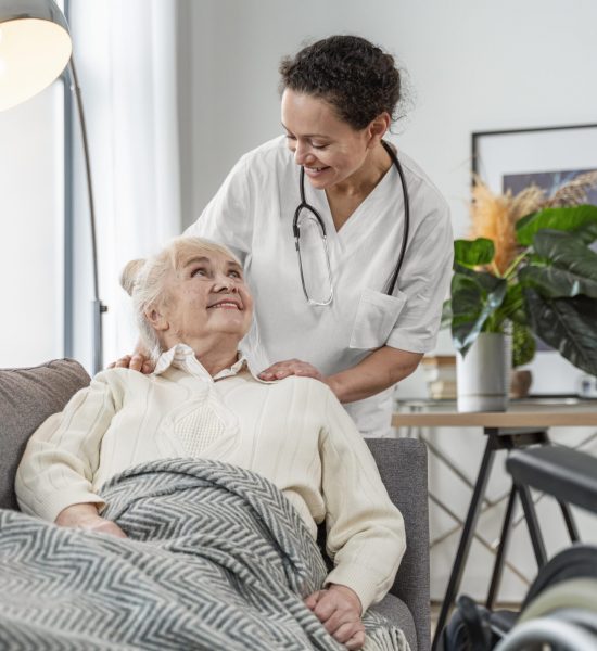 Older adult receiving support and guidance while planning for future care needs